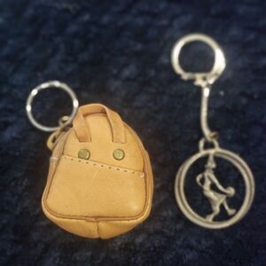 Mini Leather Backpack Or Bowling Bag And Metal Bowling Keychain